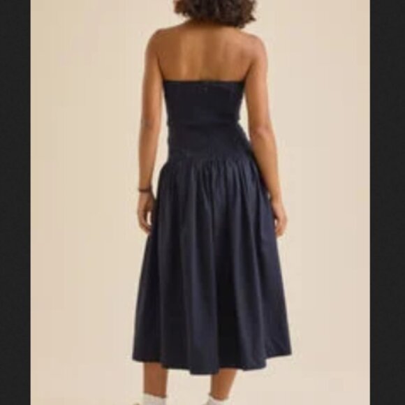 Elegant Black Strapless Dress Altered State Skylar Poplin Midi Dress - Picture 6 of 7